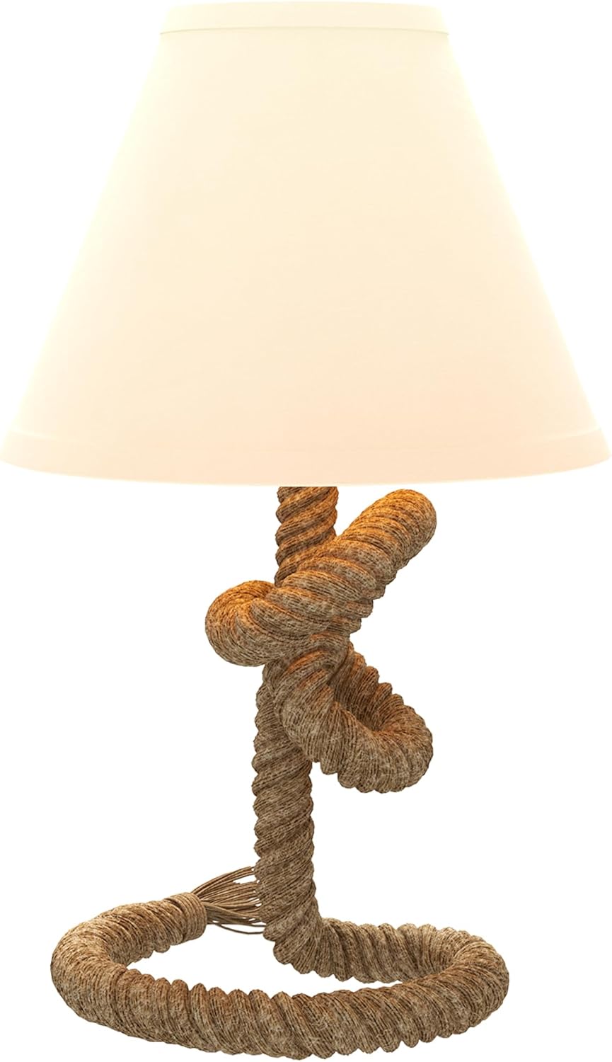 Lámpara de mesita de noche con pantalla de lino beige
