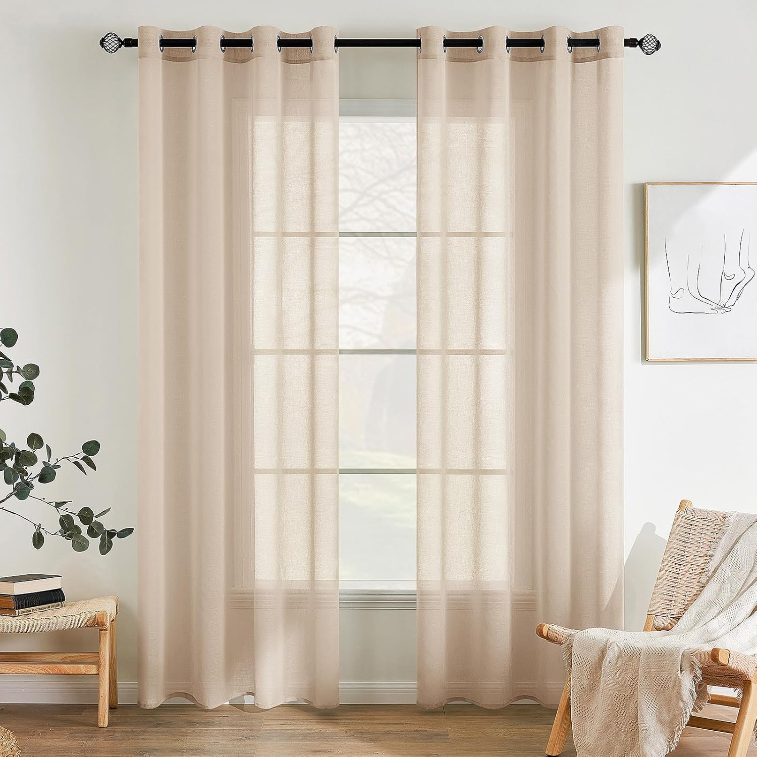 Cortinas visillo beige para salón