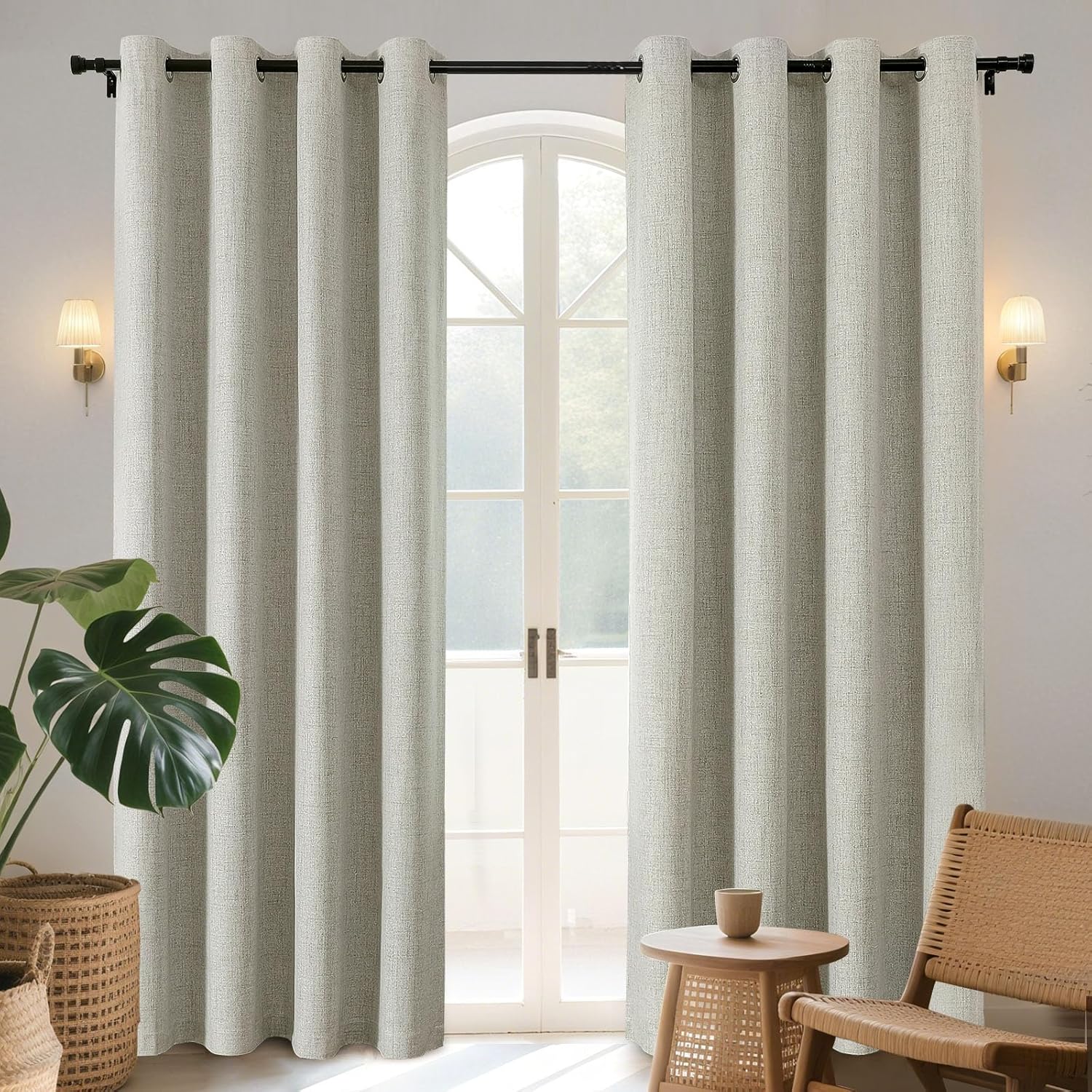 Cortinas opacas beige para salón o dormitorio