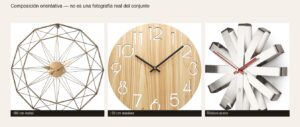 Composición orientativa relojes — no es fotografía real